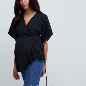 ASOS maternity black wrap top, size 2
